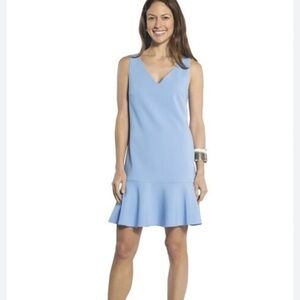 Sail to Sable Periwinkle VNeck Flounce Hem Dress